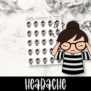 Posey : Mal de tête // Stickers agenda // Stickers personnages // Stickers maux de tête // Stickers malades