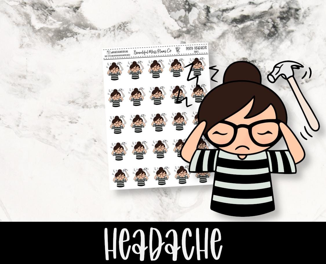 Posey: Headache // Planner Stickers // Character Stickers // Headache ...