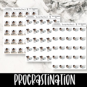 Posey: Procrastination // Planner Stickers // Character Stickers