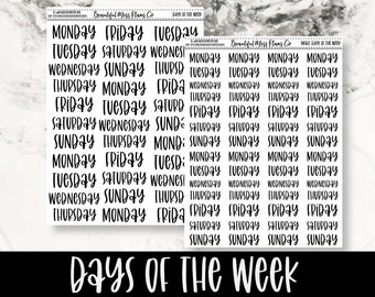 Days of the Week Planner Stickers // Script Stickers // Day Stickers