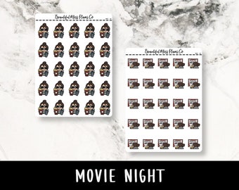 Posey: Movie Night // Planner Stickers // Character Stickers // Movie Stickers