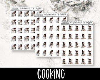 Posey: Cooking // Planner Stickers // Character Stickers // Cooking Stickers // Food Stickers // Adulting Stickers