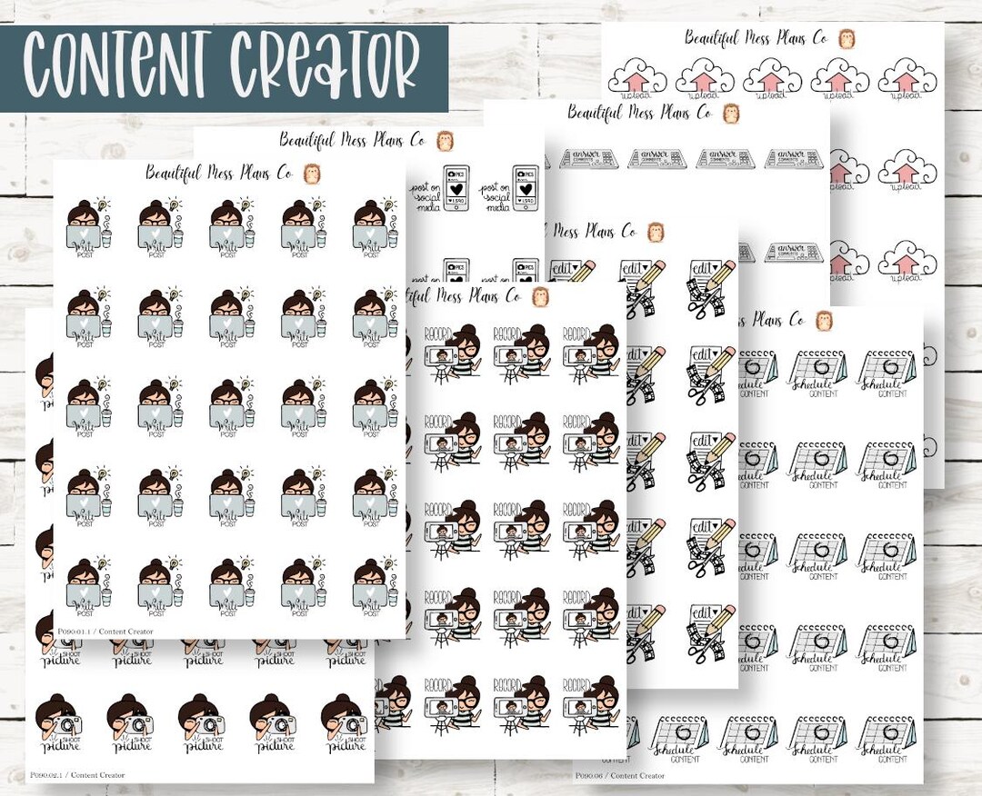 Content Creatore Sticker Posey: Content Creator // Planner Stickers // Character Stickers ...