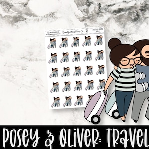 Posey & Oliver: Travel // Planner Stickers // Character Stickers // Travel Stickers