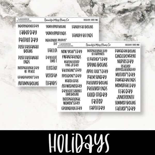 Holidays // Planner Stickers // Script Stickers