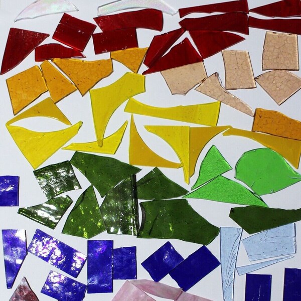 Stained Glass Offcuts For Mosaic Makers – 1kg, Mixed Colors & Textures, UK