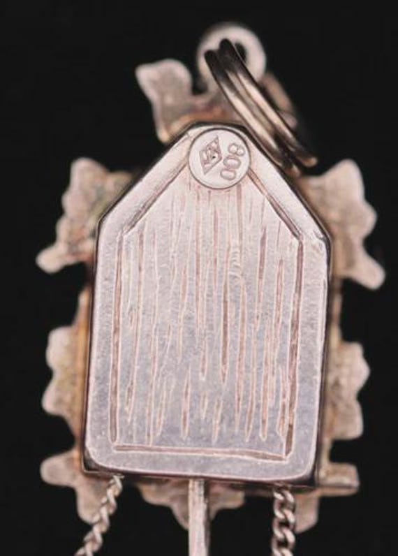 Vintage European 800 Sterling Silver Traveler Souvenir German Cuckoo Clock Charm View 6