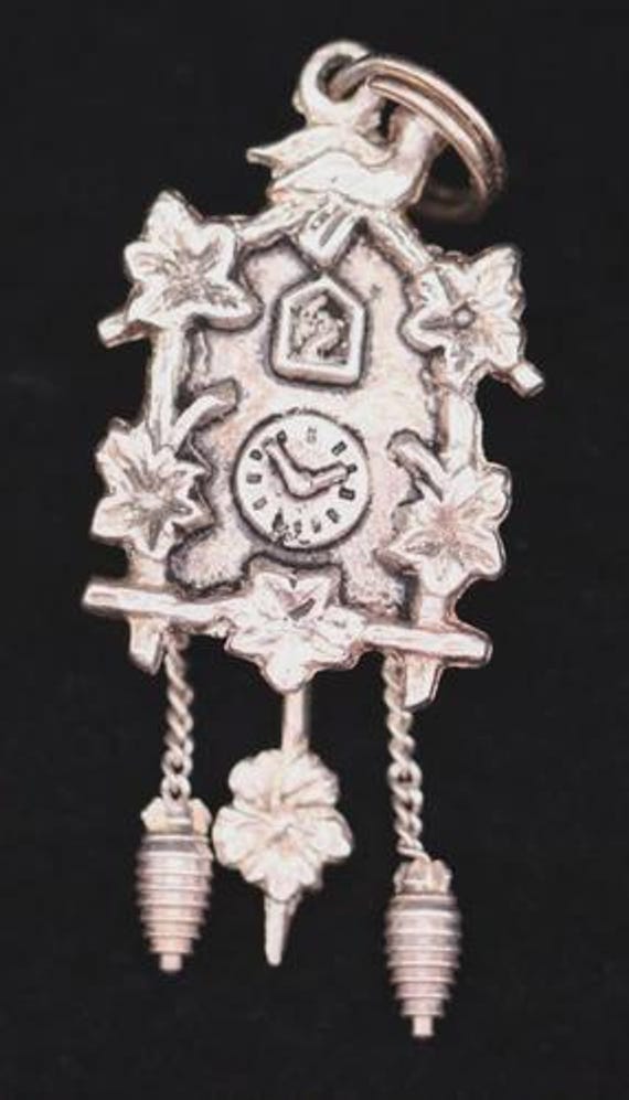 Vintage European 800 Sterling Silver Traveler Souvenir German Cuckoo Clock Charm View 2