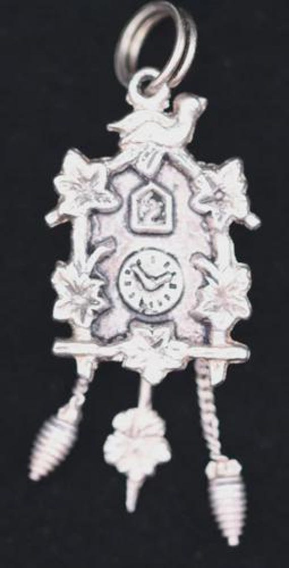 Vintage European 800 Sterling Silver Traveler Souvenir German Cuckoo Clock Charm View 4