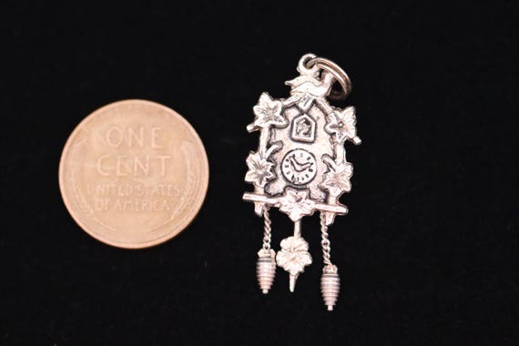 Vintage European 800 Sterling Silver Traveler Souvenir German Cuckoo Clock Charm
