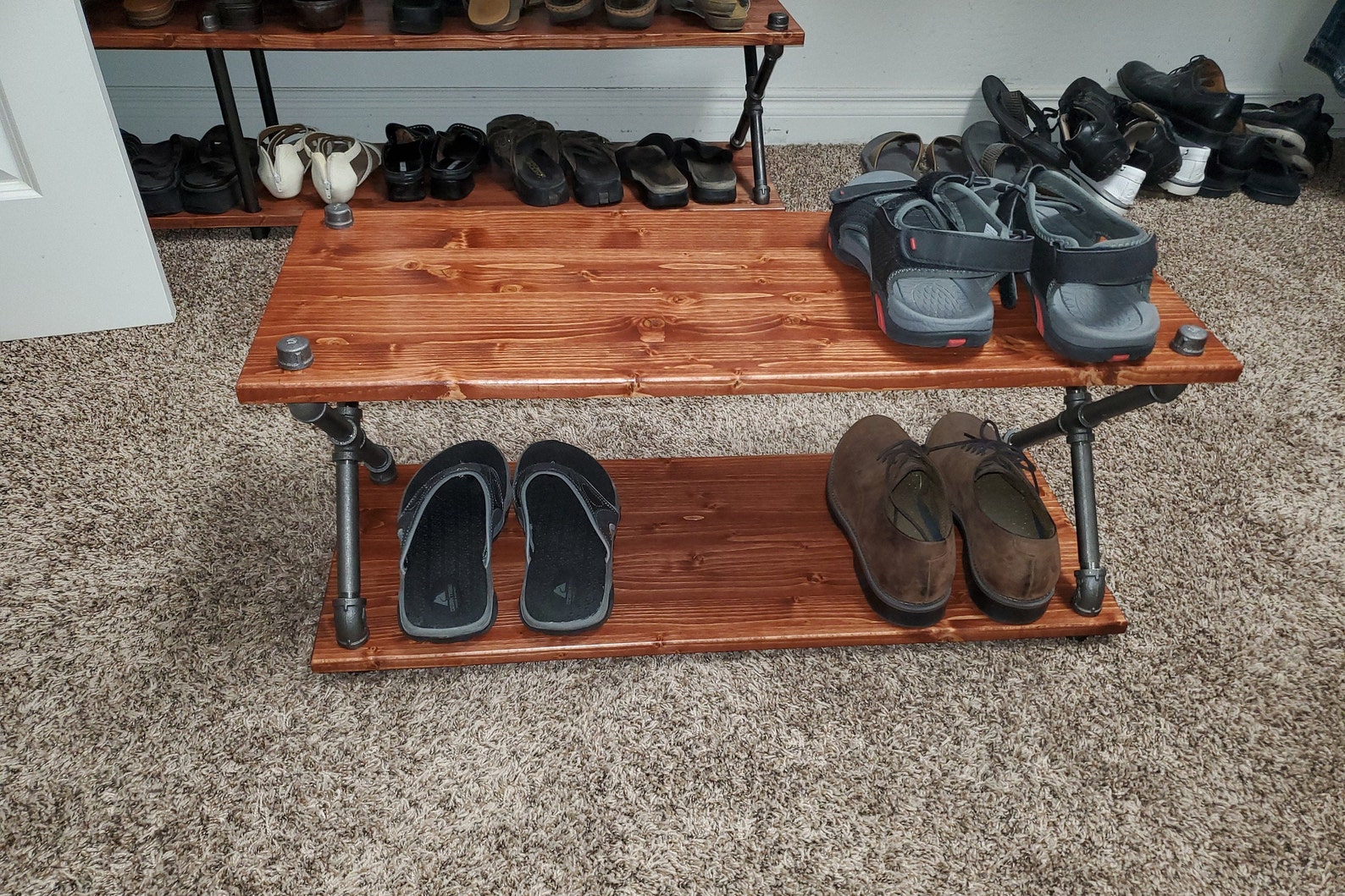 Wood and Pipe Shoe Rack Etsy