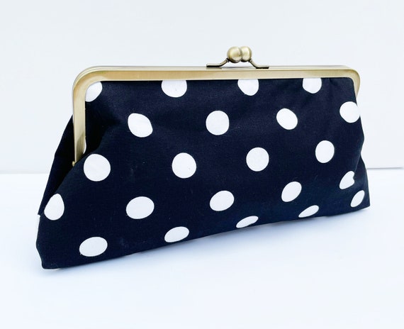 Black and White Polka Dot Purse Clutch Kiss Lock Purse Metal Frame Purse Bag Frame Purse Handmade Purse Etsy UK