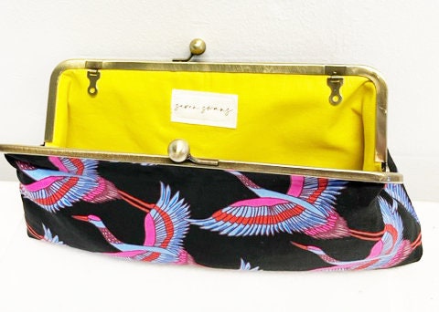 Cranes in Flight Purse, Clutch, Kiss Lock Purse, Metal Frame  display picture 2