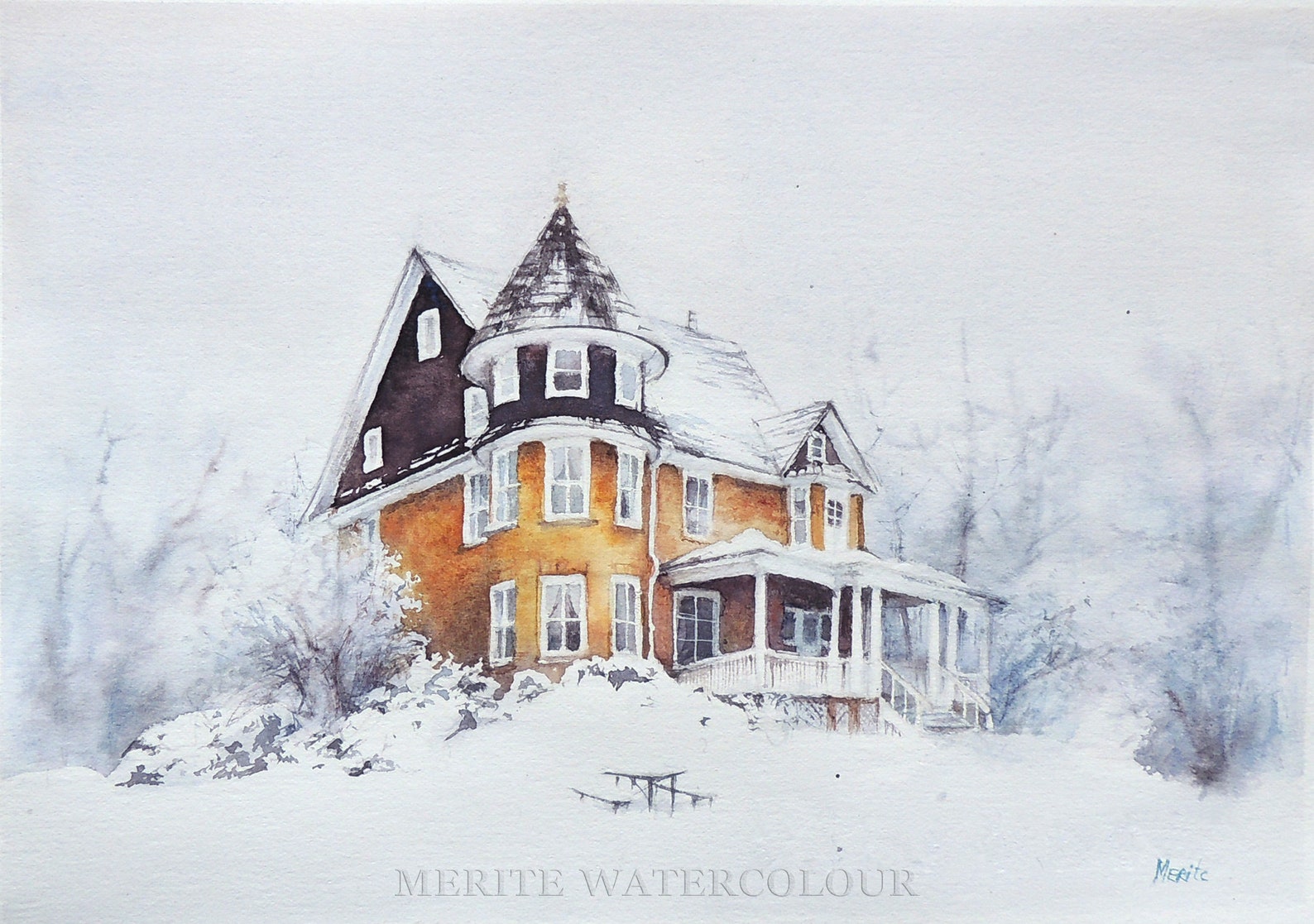 Original House Portrait Watercolor Painting House Drawing Etsy