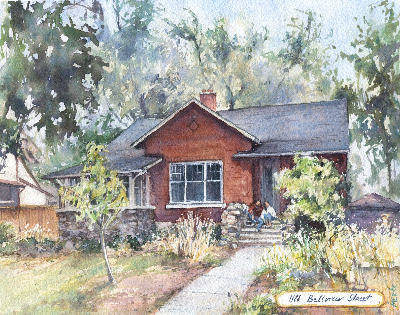 Original House Portrait Watercolor Painting House Drawing Etsy