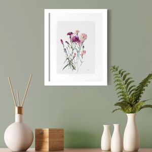 Print of Carnations Flower Watercolor Illustration Spring - Etsy