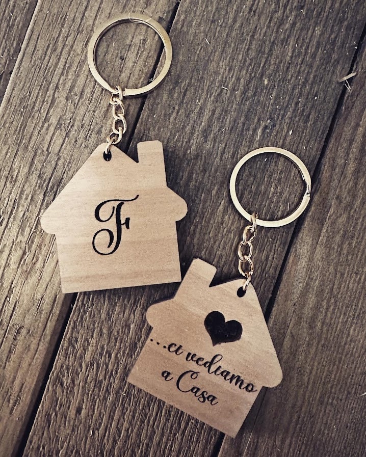 Portachiavi personalizzato casa nuova - qualunque cosa accada noi ci vediamo  a casa - regalo per coppia! - idee idea regalo legno personalizzato