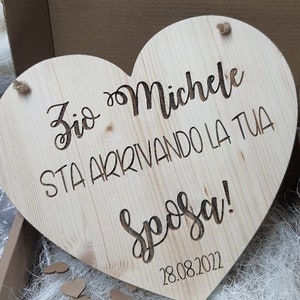 Targa in legno a cuore Arriva la Sposa per Paggetto o damigella, Decorazione matrimonio wedding, imagem 3