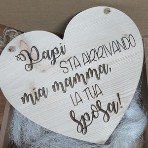 Wooden heart plaque Arriva la Sposa for Paggetto or bridesmaid, Wedding wedding decoration, image 4