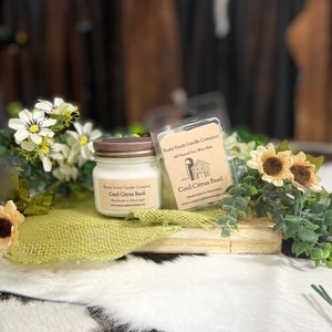 Vela de cera de soja o derretida con albahaca y cítricos frescos - Vela de cera de soja totalmente natural - Vela de granja - Vela artesanal - Vela en frasco de vidrio -