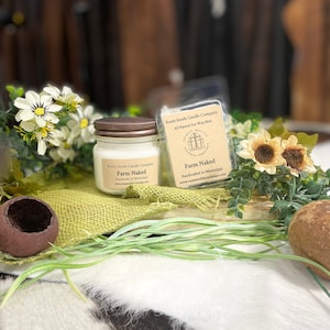 Vela de cera de soja de granja desnuda o derretida - Vela de cera de soja totalmente natural - Vela de granja - Vela artesanal - Vela en tarro de albañil -