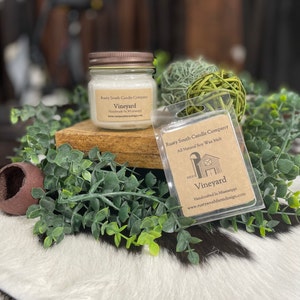 Vela de cera de soja de viñedo o derretida - Vela de cera de soja totalmente natural - Vela de granja - Vela artesanal - Vela en tarro de albañil -