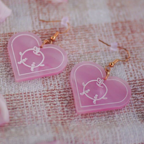 Jumimo Stardew Valley Pink Pearl Heart Earrings