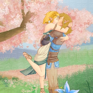 Zelda & Link Tears of The Kingdom Zelink The Legend of Zelda Art Print Good Ending