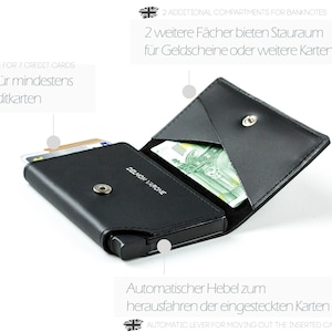 Personalisierbares Slim Kartenetui mit RFID Schutz Premium Leder Schwarz & Braun, Damen und Herren Kreditkartenetui / Geldbeutel Etui Bild 5