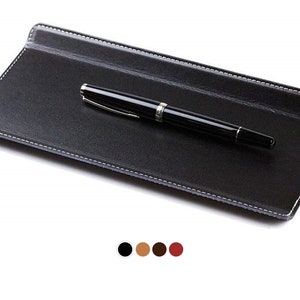 Pen tray made of premium leather, pen tray for ballpoint pens and fountain pens, pen tray with heavy metal insert for desk and office image 1