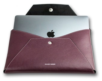 Borsa universale per laptop compatibile con MacBook Air & Pro fino a 13 pollici con o senza tasca per accessori, borsa per laptop da donna in morbida pelle pieno fiore viola