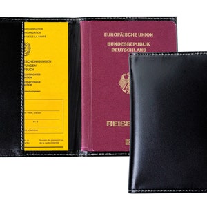Reisepass- und Impfpass Hülle Premium Leder - Etui für Ausweis, Impfbuch & Impfausweis - Impfpasshülle Erwachsene mit Namen personalisiert