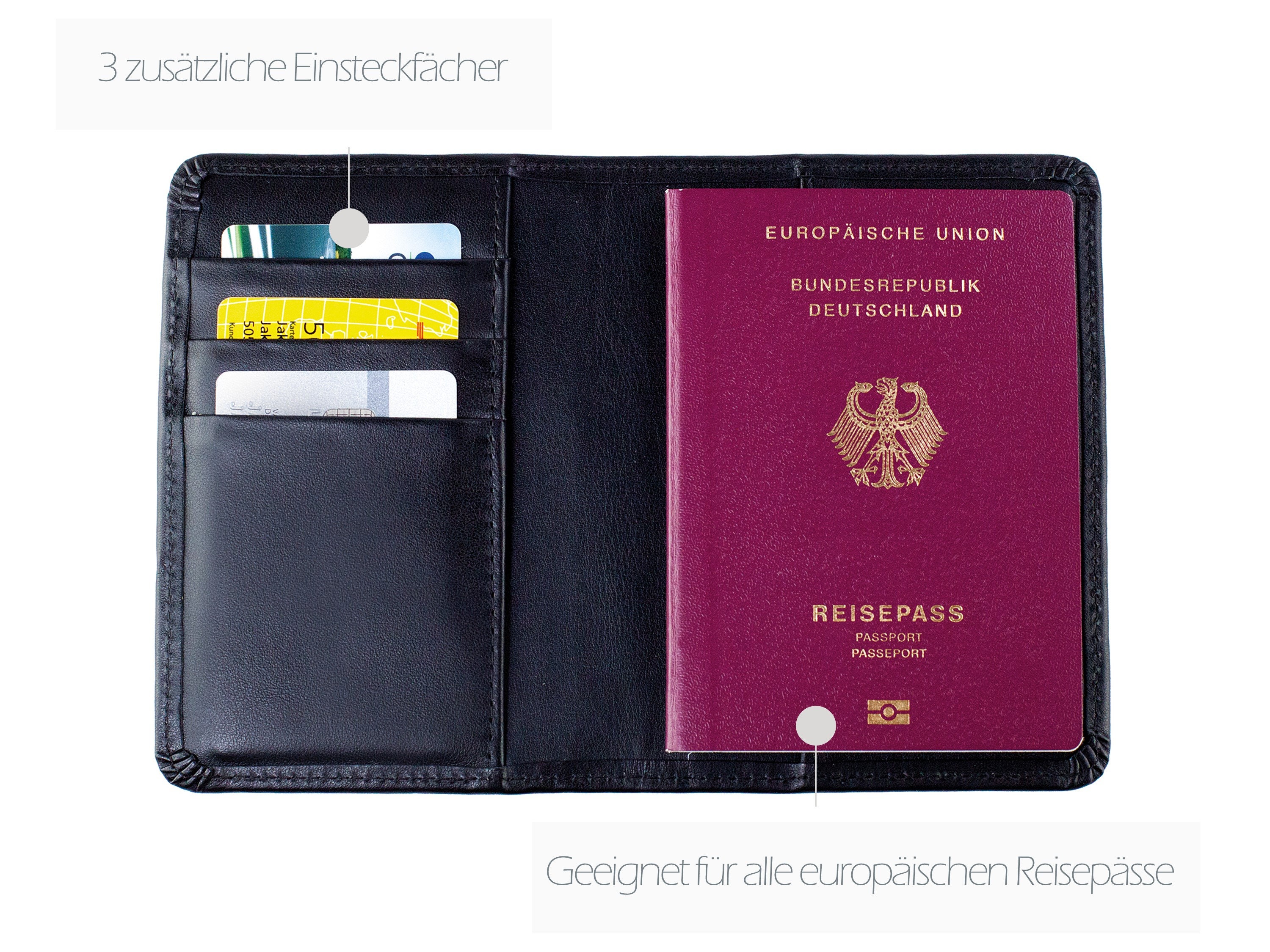thumbnail image 2 of Tobin Marcus Handmade German Reisepass RFID Blocking Passport Wallet – Suri Alpaca Leather, Black, Made In Peru 2 of 5
