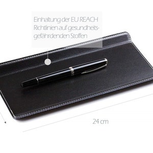 Pen tray made of premium leather, pen tray for ballpoint pens and fountain pens, pen tray with heavy metal insert for desk and office image 5