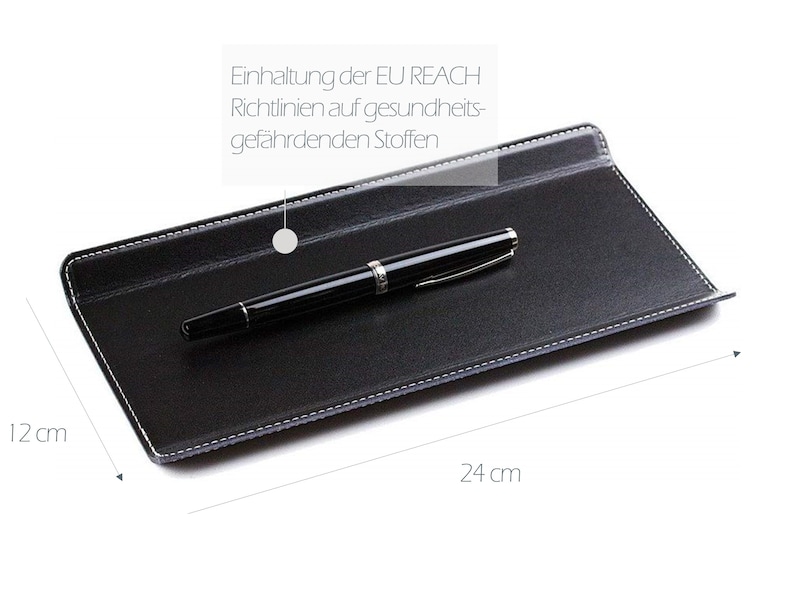 Federschale aus Premium Leder, Stiftablage für Kugelschreiber & Füller, Stifteschale mit schwerer Metalleinlage für Schreibtisch und Büro Bild 5