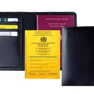 Reisepasshülle mit RFID Schutz Premium Leder - Reisepass Hülle Organizer - Ausweishülle für Passport, Impfpass & Impfausweis für Erwachsene