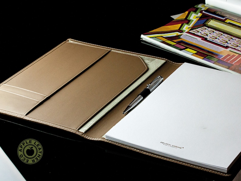 Writing folder DIN A4 made of Eco Apple Leather, recycled eco apple leather conference folder with notepad, business folder with slots image 4