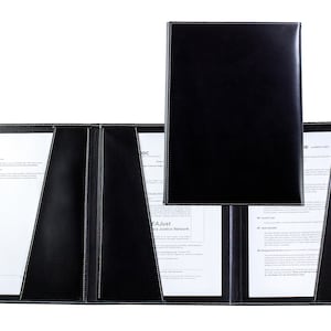 Vertrags- und Urkundenmappe mit 3 Fächern DIN A4 Cambridge Top Grain Leder - Dokumentenmappe für Verträge, Zeugnisse, Urkunden & Akten