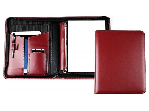 Noda Leder Schreibmappe DIN A4 - Professioneller Organizer Mit Reißverschluss