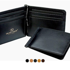 Personalized card case with money clip, premium leather, wallet with 4 card slots & money clip, credit card case for men image 1