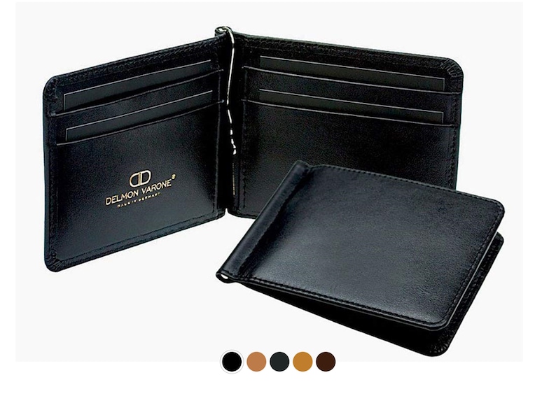 Personalized card case with money clip, premium leather, wallet with 4 card slots & money clip, credit card case for men image 1