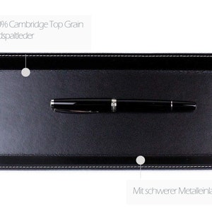 Pen tray made of premium leather, pen tray for ballpoint pens and fountain pens, pen tray with heavy metal insert for desk and office image 3