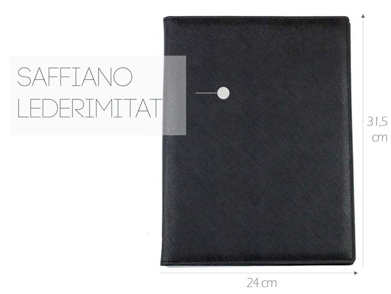 Personalizable writing folder DIN A4 Saffiano imitation leather, business folder personalized with notepad, conference folder ideal as a gift image 4