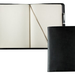 Personalisierbares Notizbuch DIN A4 gebunden Premium Leder, Blanko Buch punktiert im Hardcover Ledereinband, Notizbücher personalisiert