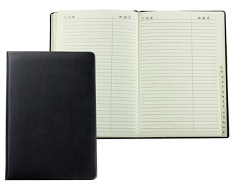 Adressbuch DIN A5 gebunden mit A-Z Register Premium Leder - Telefonbuch im Hardcover Leder-Einband - Echtleder Adressbücher personalisiert
