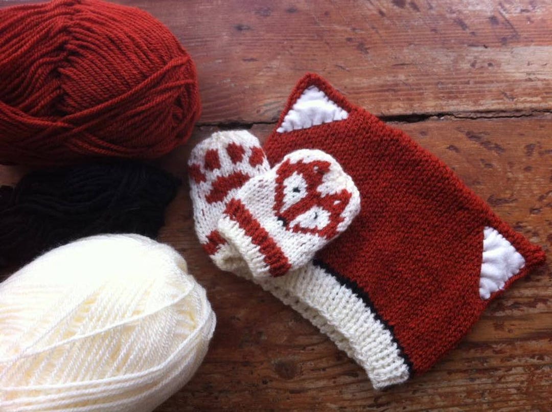 Baby Fox and Mittens Knitting Pattern - Etsy