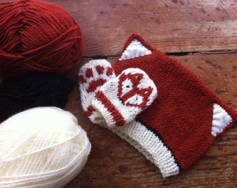 Baby Fox and Mittens Knitting Pattern