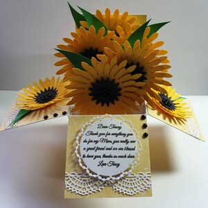 Beautiful Sunflower Thank you pop up box card...Can be done for other occasions like Birthday Get well soon and much more