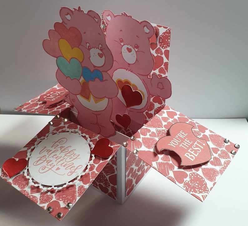 Beautiful Care Bear pop up box card.. Valentine/'s