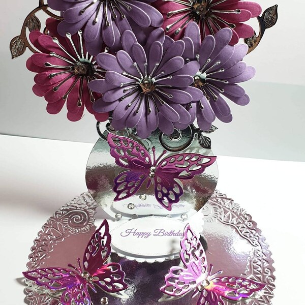 Beautiful 3D card flower vase. Great for Birthdays, Get well soon, Thank you, I'm sorry and much more.